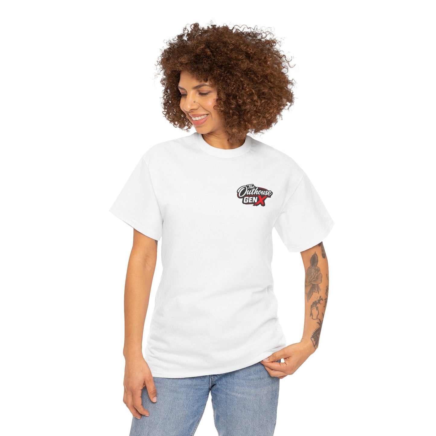 The Outhouse Gen X Tee — Retro Campfire Nostalgia Graphic T-Shirt
