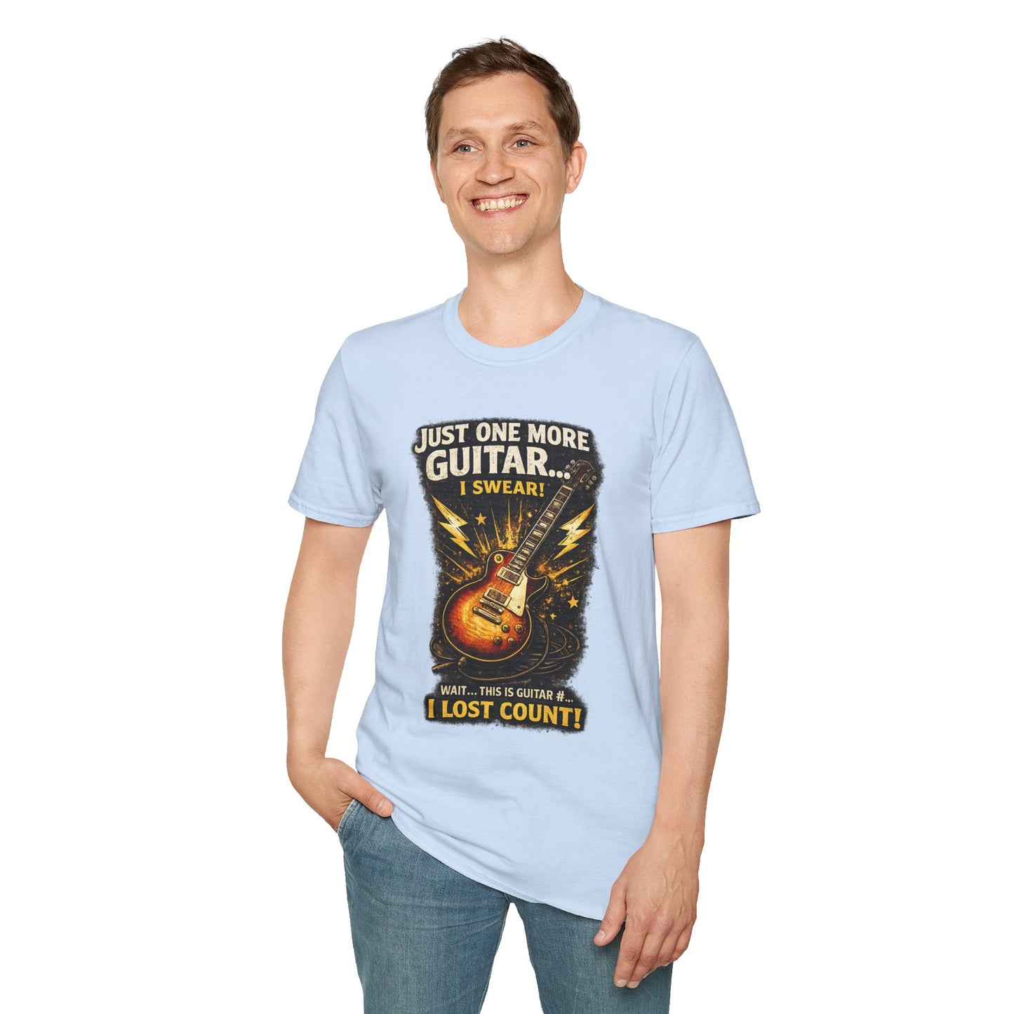 Guitar Lover T‑Shirt — "Just One More Guitar, I Lost Count" Retro Electric Guitar Tee
