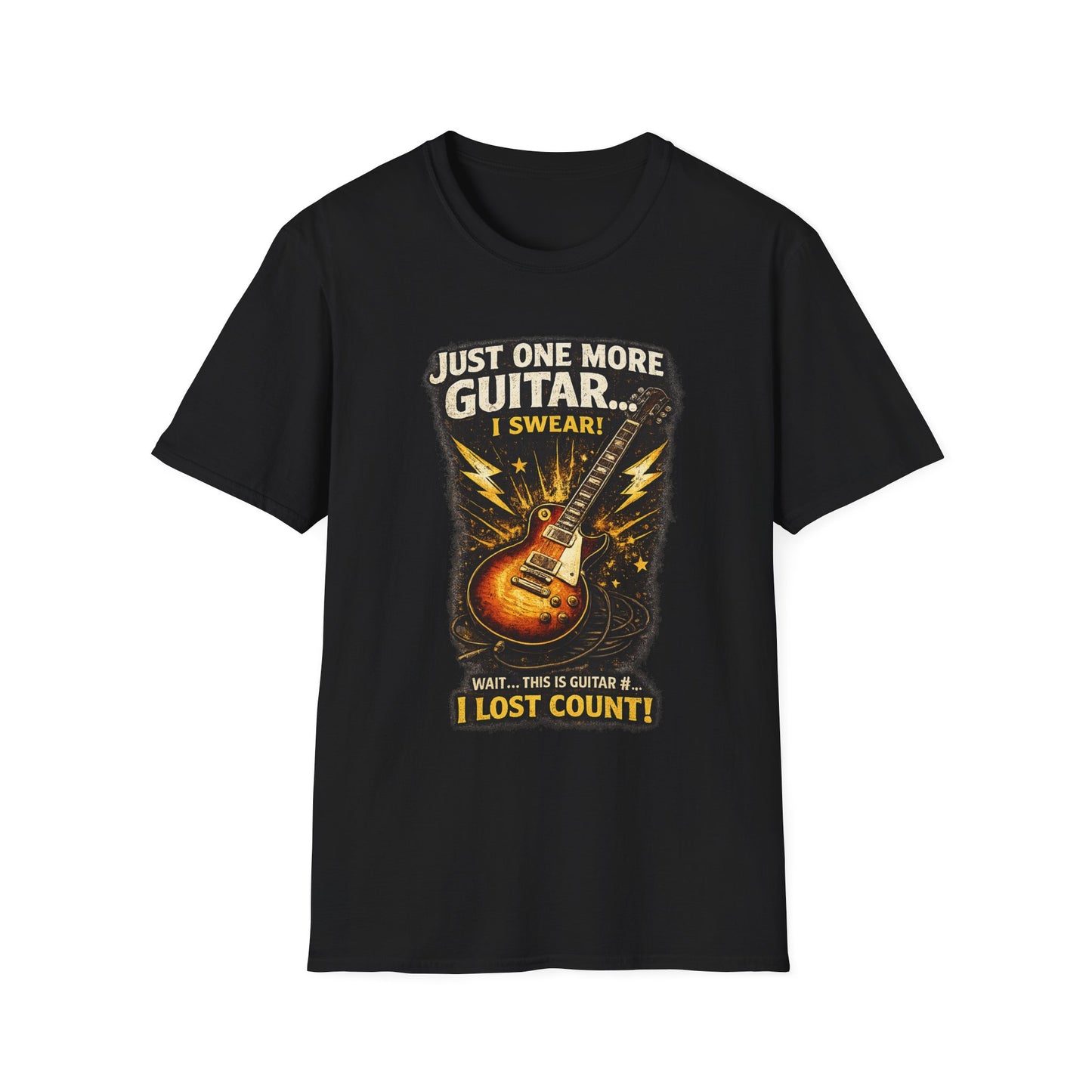 Guitar Lover T‑Shirt — "Just One More Guitar, I Lost Count" Retro Electric Guitar Tee