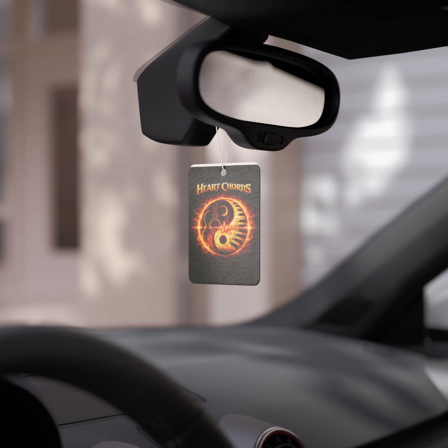Heart Chords Fire Yin-Yang Car Air Freshener — Musical Band Logo Scented Ornament