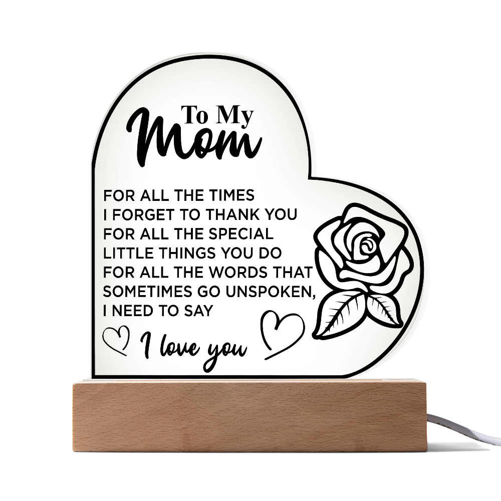 To My Mom | Heart Acrylic Plaque