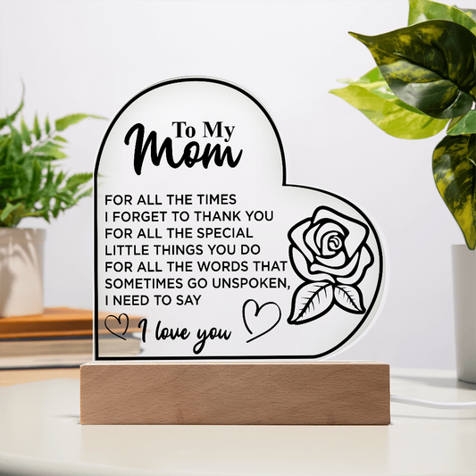 To My Mom | Heart Acrylic Plaque