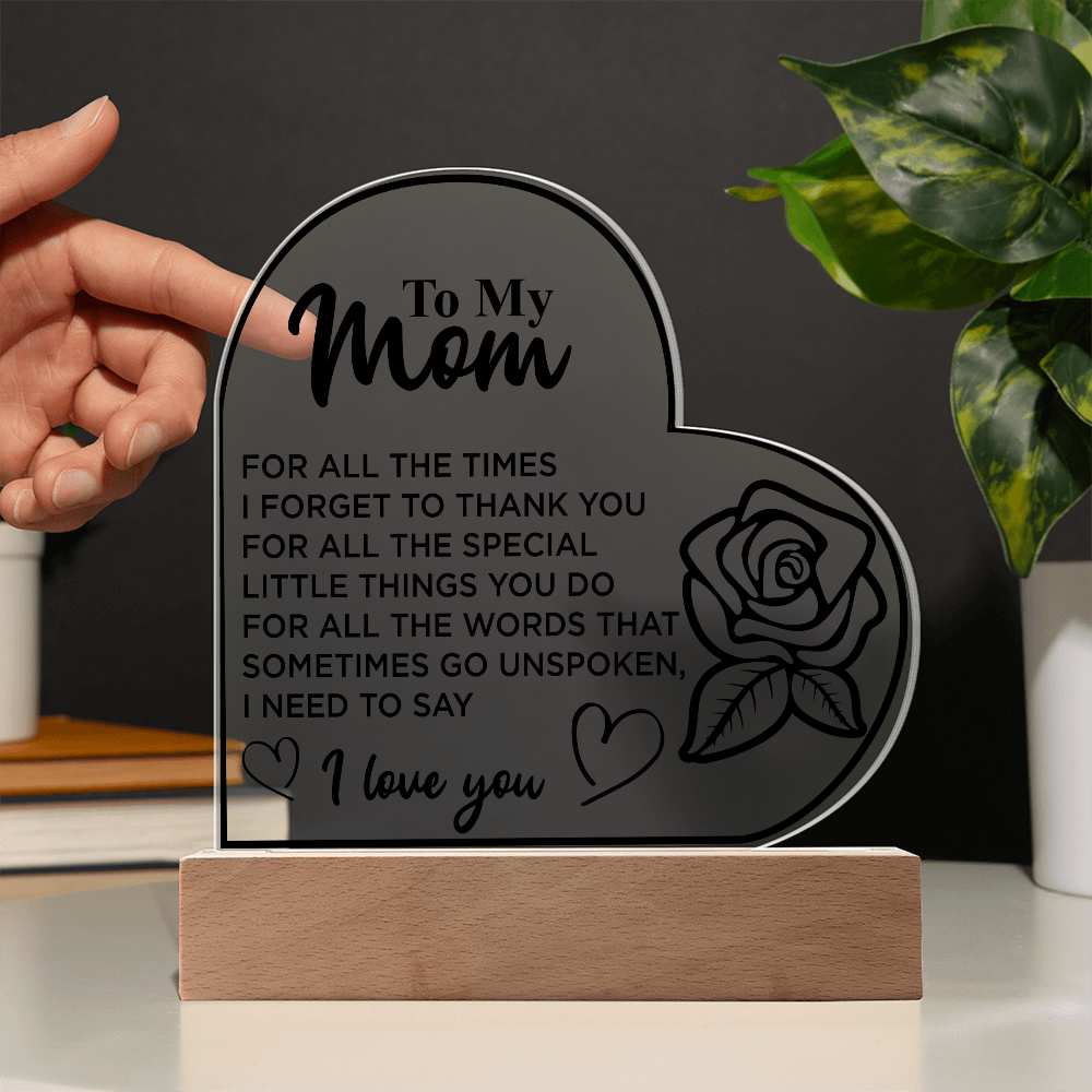 To My Mom | Heart Acrylic Plaque