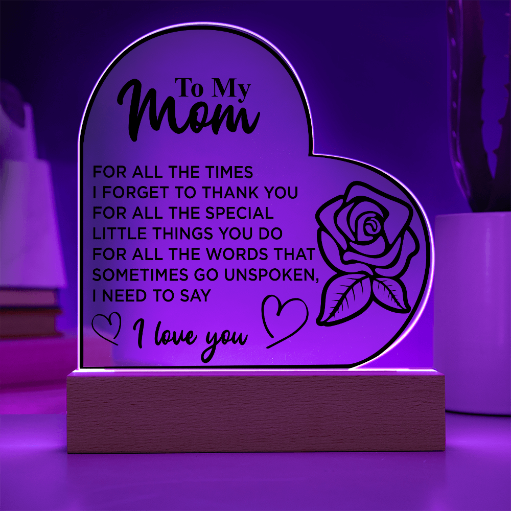 To My Mom | Heart Acrylic Plaque