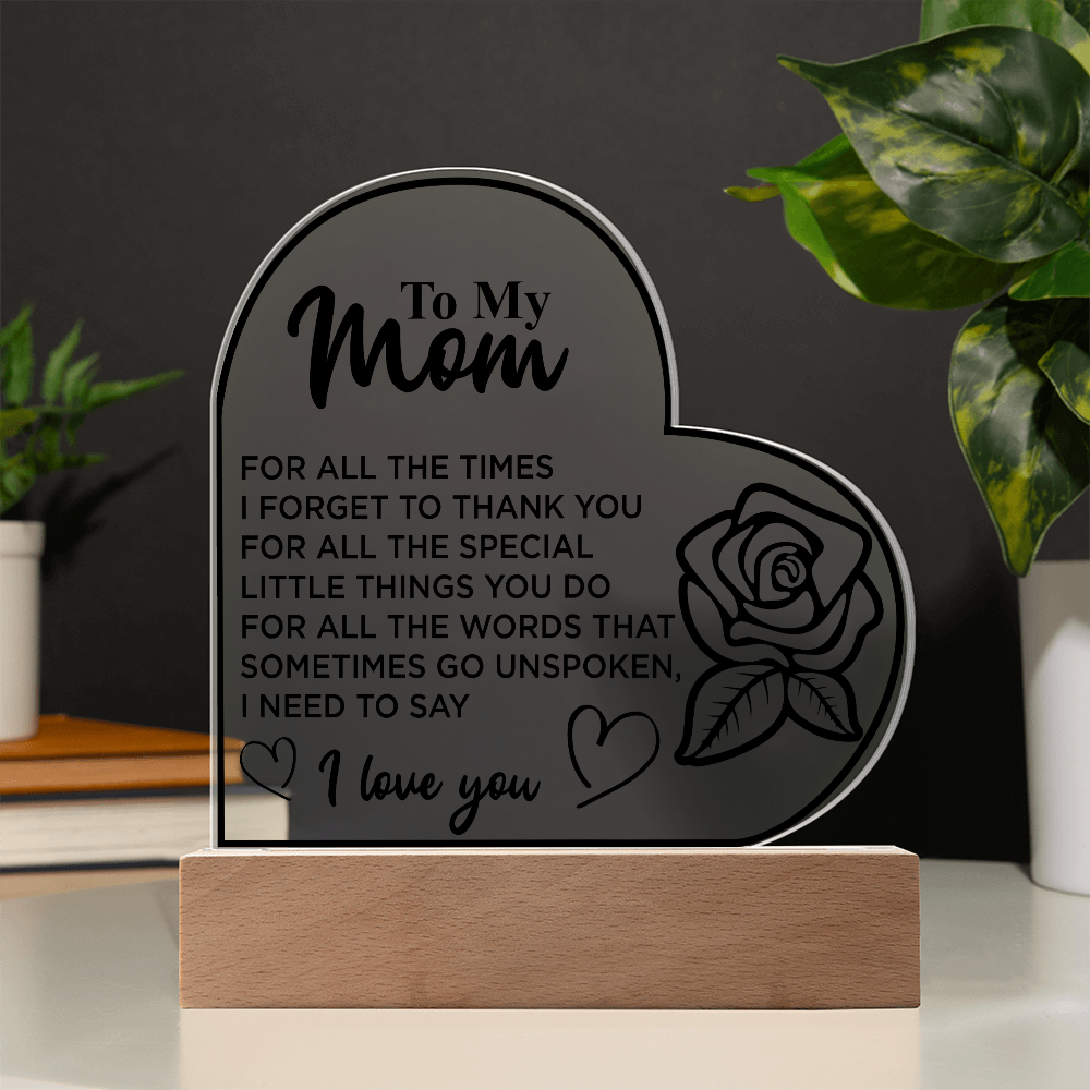 To My Mom | Heart Acrylic Plaque