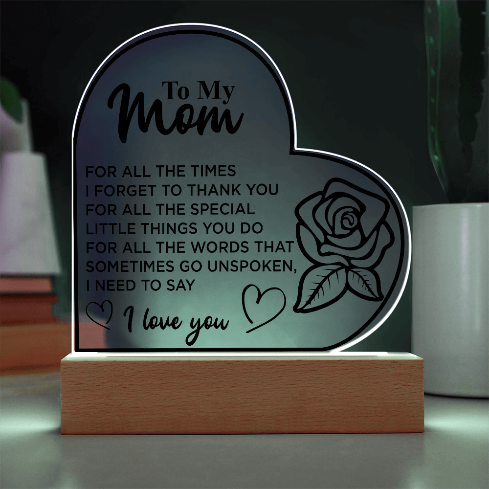 To My Mom | Heart Acrylic Plaque