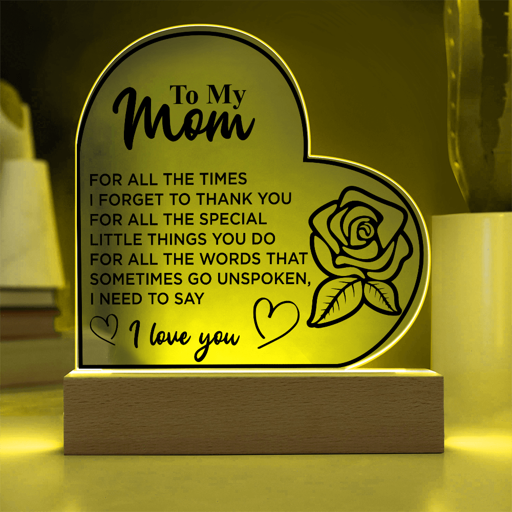 To My Mom | Heart Acrylic Plaque